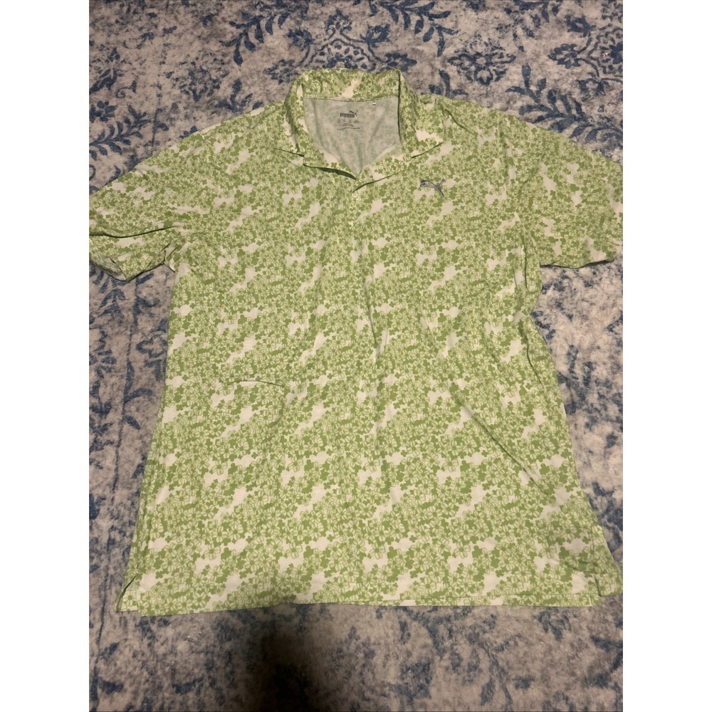 Puma Polo Shirt Mens XL Multicolor Floral Print Golf Performance Tropical